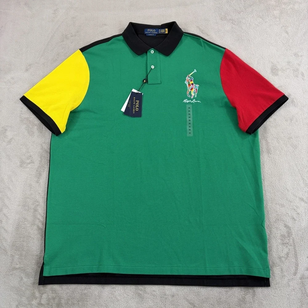 Polo Ralph Lauren Classic Fit Big Pony Polo Shirt Multi ColorBlock Men 2XL NWT